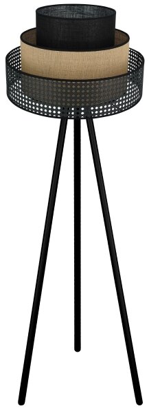 Brilagi - Подова лампа DAKOTA LUNETA 1xE27/15W/230V черна/ратан