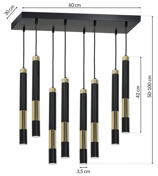 LED Висящ полилей DALLAS 8xGU10/3W/230V