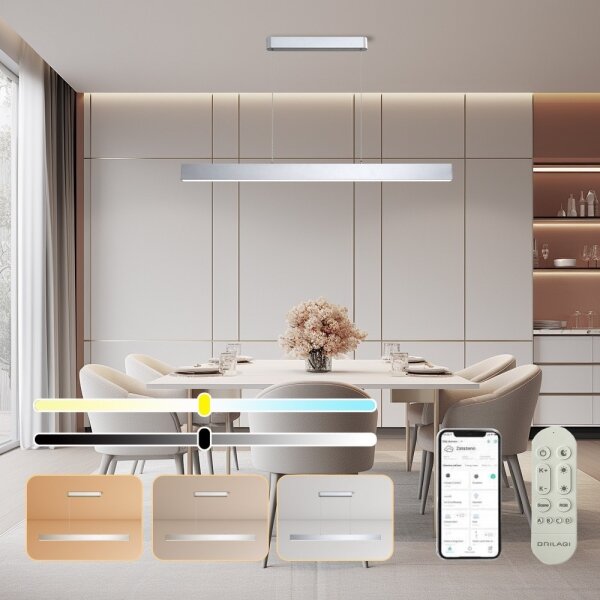 Brilagi - Димируема LED полилей SLEEKLINE SMART LED/40W/230V Wi-Fi Tuya сребрист + дистанционно управление