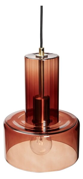 Кафяво затъмняващо се висящо осветително тяло със стъклен абажур ø 20 cm Ripple – Hübsch