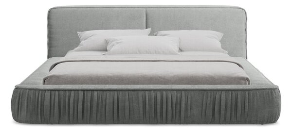 Сиво тапицирано двойно легло с място за съхранение и решетка 140x200 cm Keoni - Makamii