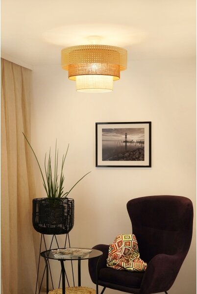 Brilagi - Плафон CEDAR LUNETA 1xE27/15W/230V пр. 45 ратан/кафяв/крем