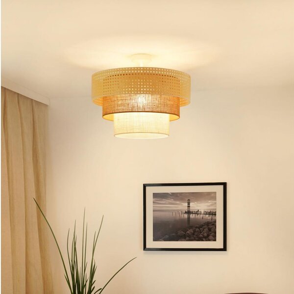 Brilagi - Плафон CEDAR LUNETA 1xE27/15W/230V пр. 45 ратан/кафяв/крем