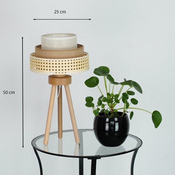 Brilagi - Настолна лампа CEDAR LUNETA 1xE27/15W/230V ратан/кафяво/крем
