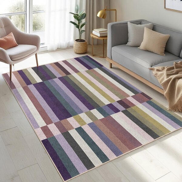 Лилав килим подходящ за пране 60x100 cm Purple Rain – Mila Home