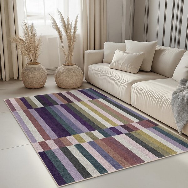 Лилав килим подходящ за пране 60x100 cm Purple Rain – Mila Home