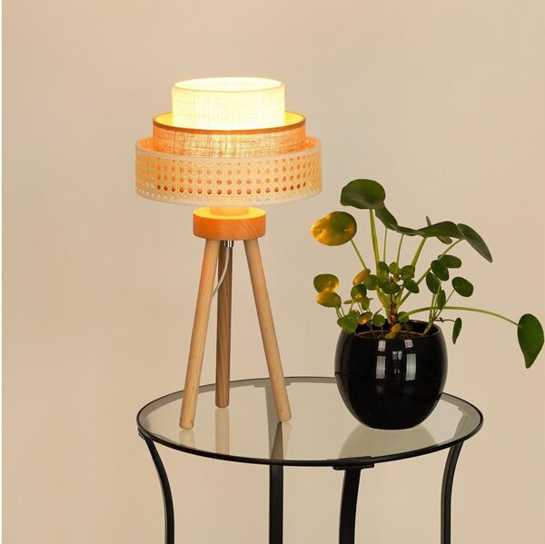 Brilagi - Настолна лампа CEDAR LUNETA 1xE27/15W/230V ратан/кафяво/крем