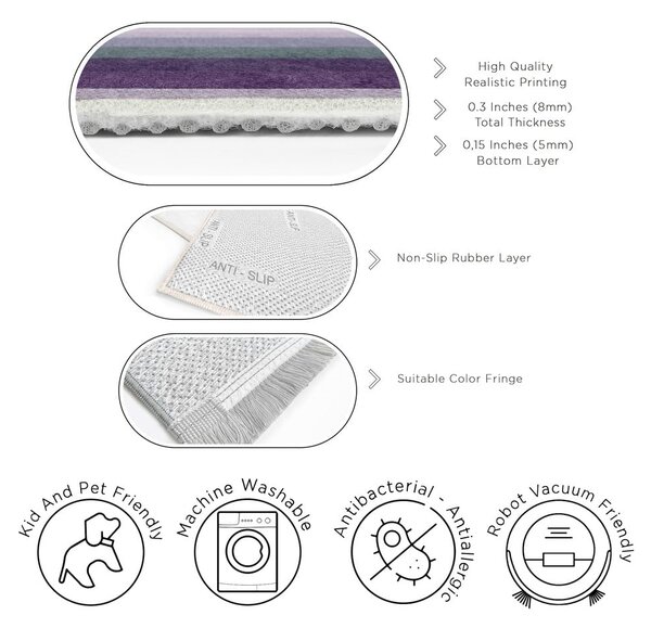 Лилав килим подходящ за пране 60x100 cm Purple Rain – Mila Home