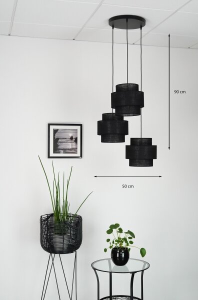 Brilagi - Полилей SPACE YUTE 3xE27/15W/230V, черен, на кабел