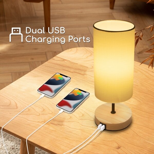 Aigostar - Настолна лампа с USB порт 1xE27/40W/230V черна/кремава