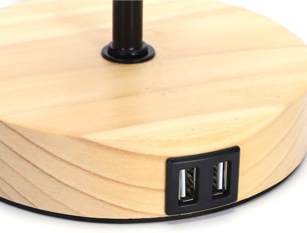 Aigostar - Настолна лампа с USB порт 1xE27/40W/230V черна/кремава