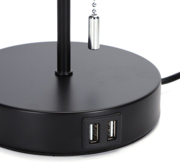 Aigostar - Настолна лампа с USB порт 1xE27/40W/230V черен