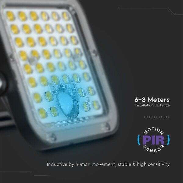 LED соларен прожектор с димер, сензор, 10W, 3.7V, 4000/6000K, IP65 + ДУ