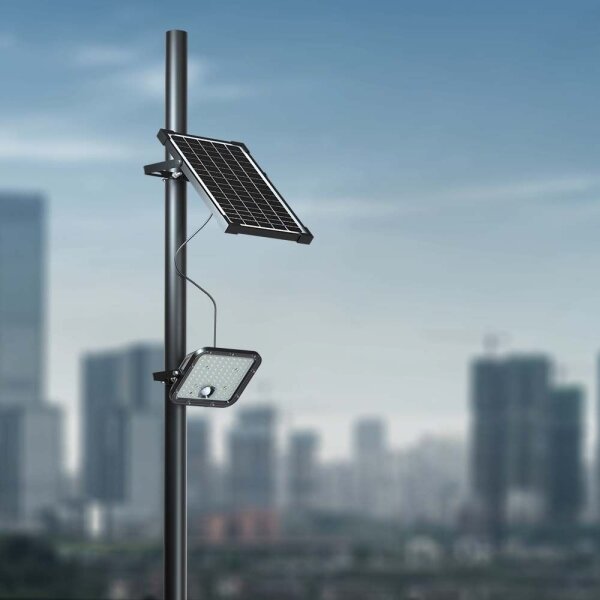 LED соларен прожектор с димер, сензор, 10W, 3.7V, 4000/6000K, IP65 + ДУ