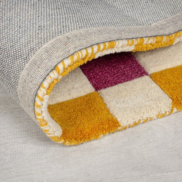 Жълто-розова ръчно изработена вълнена пътека 60x230 cm Kai Wool Border – Flair Rugs