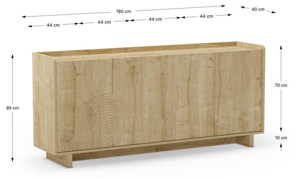 Скрин от дъбов декор в естествен цвят 180x80x40 cm Daira – Marckeric