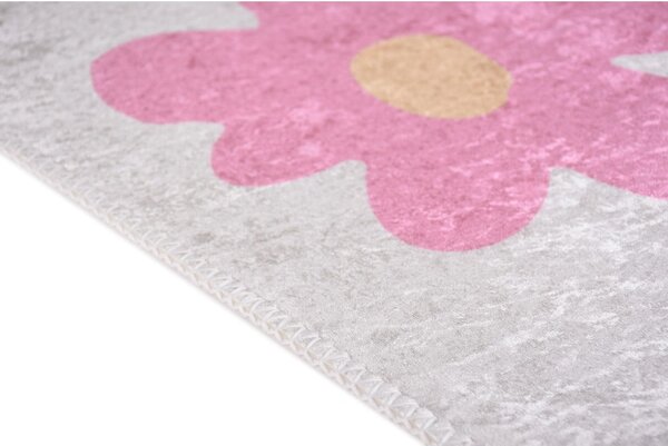 Детски килим подходящ за пране розово и цвят слонова кост 60x100 cm Cute Flowers Pink – Vitaus