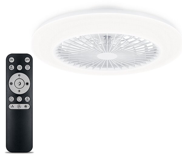 Philips LED тавански вентилатор Amigo на Philips, бял, 49 см, CCT, DC, Затъмняване, Бял, Дневна/трапезария, Пластмаса, Модерен