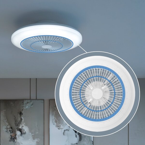 Philips LED тавански вентилатор Amigo на Philips, бял, 48 см, CCT, RGB, Затъмняване, Бял, Дневна/трапезария, Пластмаса, Модерен