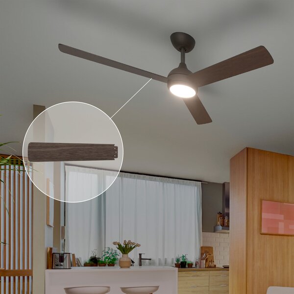 Philips LED тавански вентилатор Civx, черен/кафяв, DC, безшумен, Затъмняване, Кафяв / ръждив, Дневна/трапезария, Метал, Винтидж