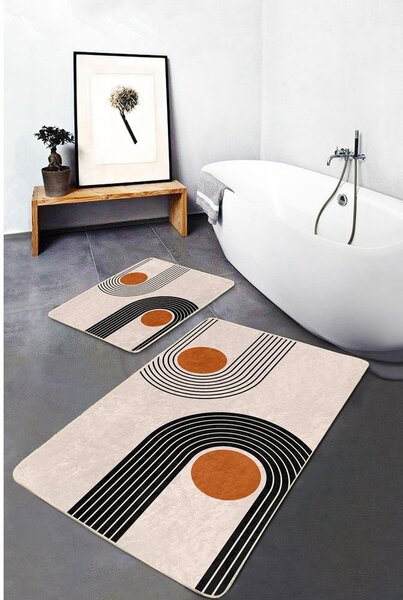 Бежови кадифени постелки за баня в комплект от 2 бр. 60x100 cm Dot Arch – Mila Home