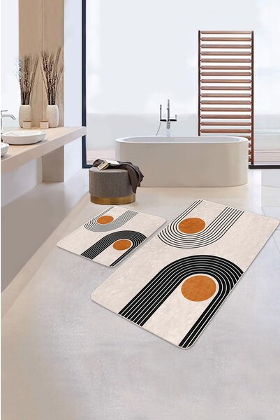 Бежови кадифени постелки за баня в комплект от 2 бр. 60x100 cm Dot Arch – Mila Home