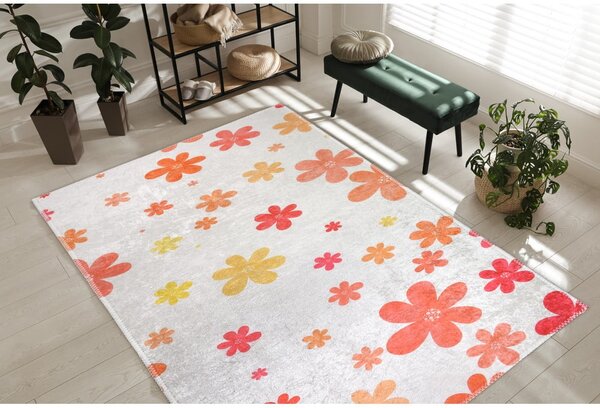 Детски килим подходящ за пране в оранжево цвят слонова кост 80x150 cm Fall Flowers – Vitaus