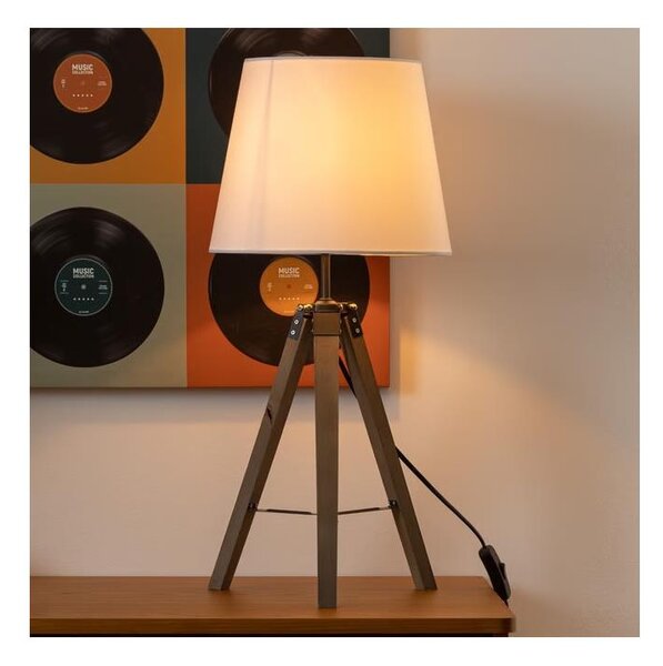 Atmosphera - Настолна лампа RUNO 1xE27/25W/230V дърво/бял
