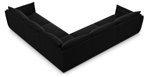 Черен кадифен ъглов диван Vanda – Mazzini Sofas