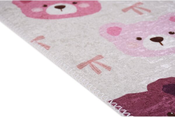 Детски килим подходящ за пране розово и цвят слонова кост 80x150 cm Cute Teddies Pink – Vitaus