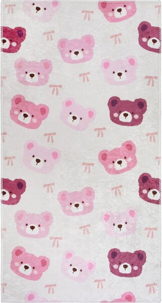 Детски килим подходящ за пране розово и цвят слонова кост 80x150 cm Cute Teddies Pink – Vitaus
