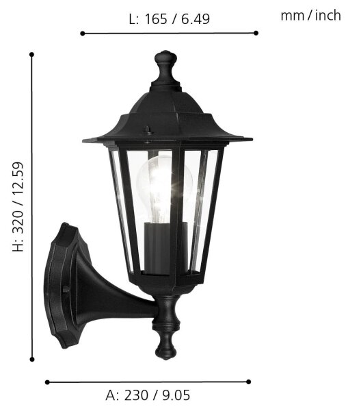 EGLO 22468 - Екстериорна Стенна лампа LATERNA 4 1xE27/60W черна
