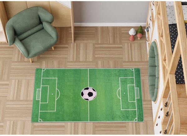 Зелено детско килимче за игра подходящо за пране 100x160 cm Soccer Time – Vitaus