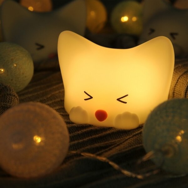 MegaLight - LED RGB Димируем акумулаторен детски докосване лампа CATTY CAT LED/5V
