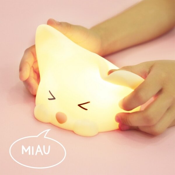 MegaLight - LED RGB Димируем акумулаторен детски докосване лампа CATTY CAT LED/5V