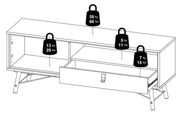 Маса за телевизор от дъбов декор в естествен цвят 150x60x40 cm Ry – Tvilum