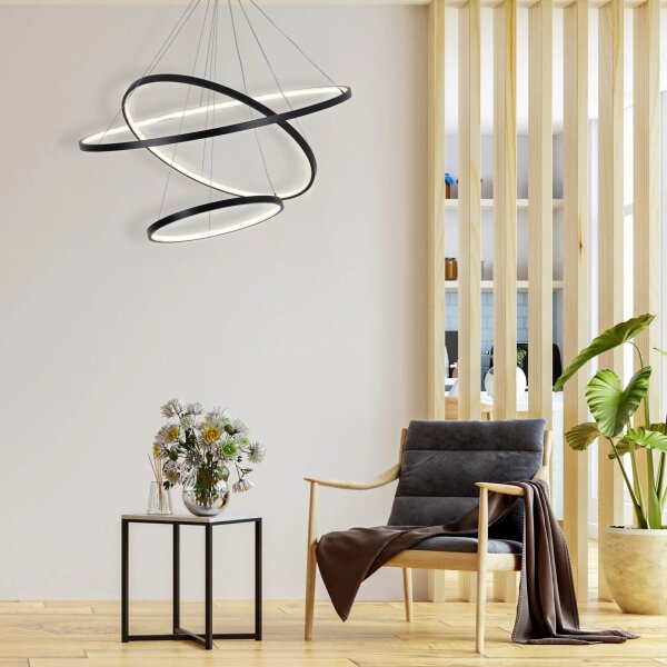 LED Пендел LEA LED/60W/230V 4000K Ø 80 см черен