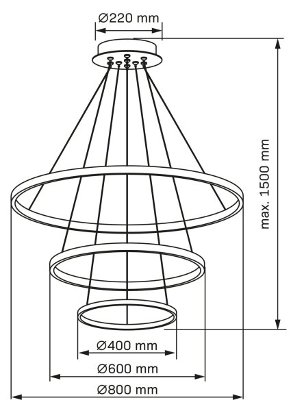 LED Пендел LEA LED/60W/230V 4000K Ø 80 см хром
