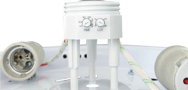 Плафон с датчик за движение MANA 2xE27/40W/230V Ø 30 см бял