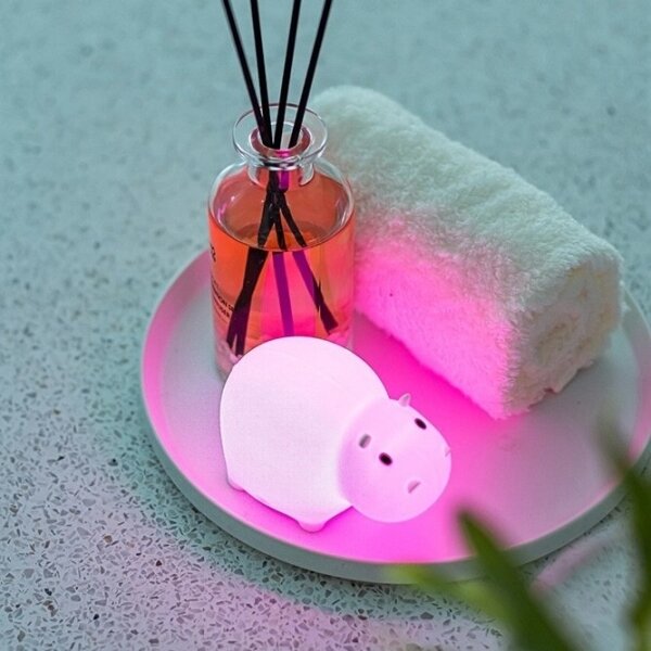 MegaLight - LED RGB Акумулаторна детска сензорна лампа за вана SWIMMY HIPPO LED/5V