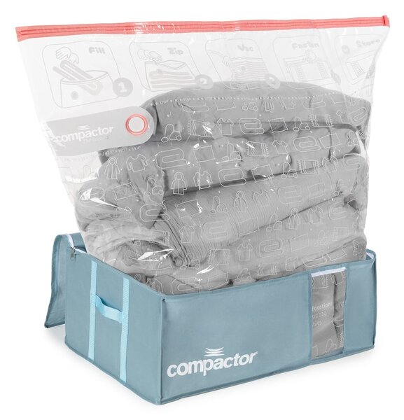 Вакуумна пластмасова кутия за съхранение на дрехи 65x45x27 cm Blue Edition – Compactor