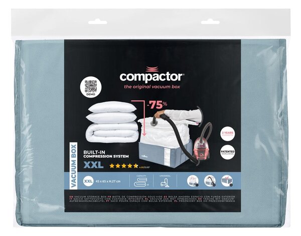 Вакуумна пластмасова кутия за съхранение на дрехи 65x45x27 cm Blue Edition – Compactor