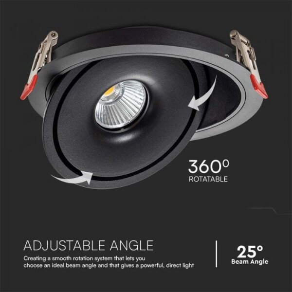 LED вградено осветително тяло 20W 230V 3000/4000/6400K Ø16,5 см черно