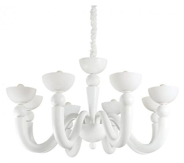 Ideal Lux - Полилей на верига BON BON 8xE14/28W/230V диам. 95,5 см бял