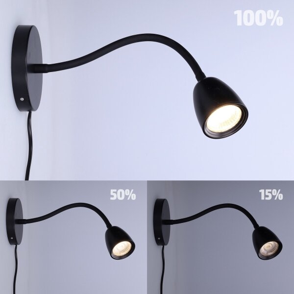 Solight WO54-B - LED Димируема малка лампа за стена LED/4W/230V черен