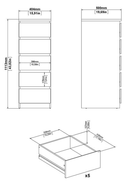 Скрин от дъбов декор в естествен цвят 40x111x50 cm Naia – Tvilum