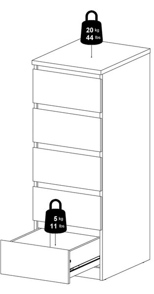 Скрин от дъбов декор в естествен цвят 40x111x50 cm Naia – Tvilum