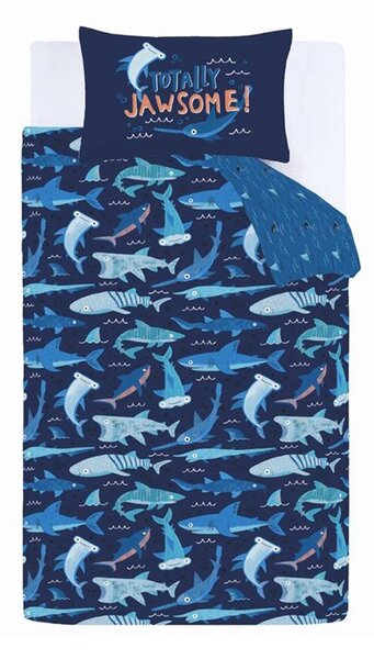 Синьо детско спално бельо за детско креватче 120x150 cm Jawsome Shark – Catherine Lansfield