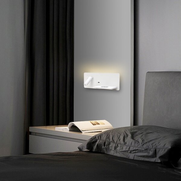 Immax 08285L-LED стенен LED с полка, USB и безжично зареждане, 3W/230V