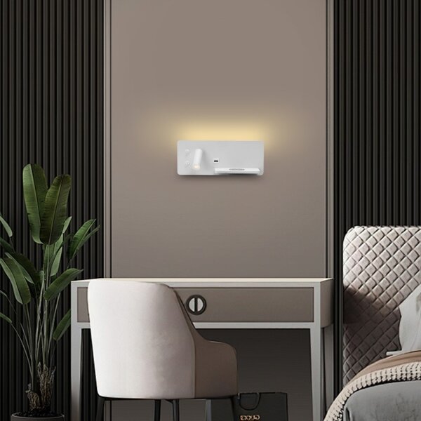 Immax 08285L-LED стенен LED с полка, USB и безжично зареждане, 3W/230V